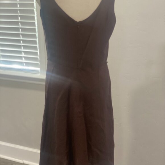 Chocolate Brown Fit & Flare Linen Dress - Picture 7 of 13